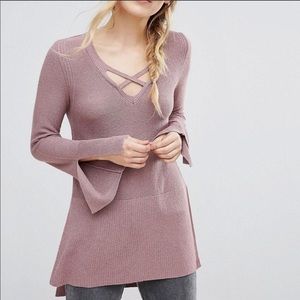 Free People Criss Cross Tunic Sweater
